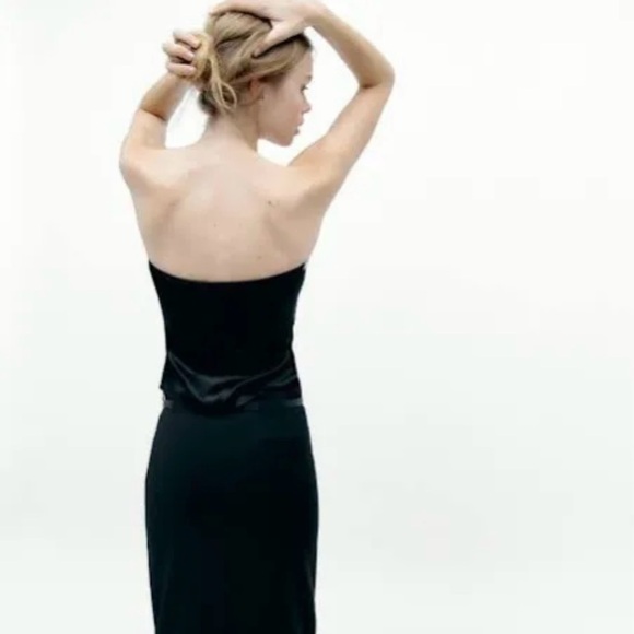 NWT ZARA Strapless Satin Effect Top Black XS - Picture 2 of 10